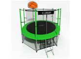 Батут i-Jump Classic Basket 8FT 244 см с нижней сетью и лестницей зеленый