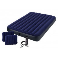 Надувной матрас Intex Classic Downy Airbed Fiber-Tech, 152х203х25см с подушками и насосом 64765