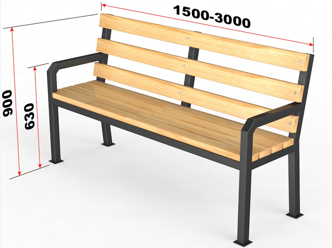 Уличная скамейка со спинкой Glav Дача, длина 1500 мм 14.6.600-1500 1069_800