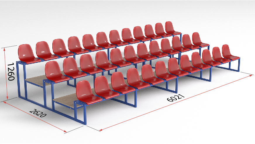 Трибуна с пластиковыми сидениями Glav трехрядная 20.005 872_492